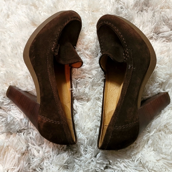 KORS Michael Kors Brown Suede Dolly Loafers with Stack Heel Size 6 M - Picture 4 of 7